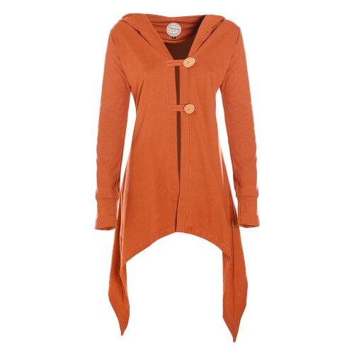 Vishes Zipfeljacke Damen kurzer Variante Boho Cardigan Kapuze Holzknöpfe Baumwolle