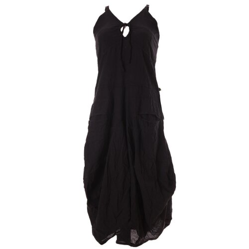 Vishes Lagenlook Ballonkleid mit verstellbaren Trägern schwarz 46-48