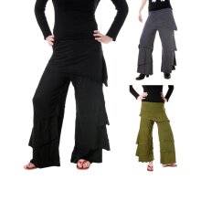 Vishes Lagenlook Zipfelhose aus Baumwolle Larp Hose Goa schwarz 42