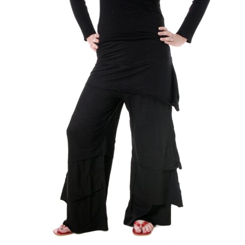 Vishes Lagenlook Zipfelhose aus Baumwolle Larp Hose Goa schwarz 46-48