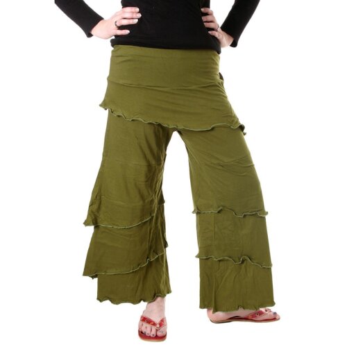 Vishes Lagenlook Zipfelhose aus Baumwolle Larp Hose Goa olivgrün 34-36