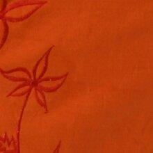 Vishes - Baumwollrock mit Blumen Stickerei Taschen Tiefrot-Orange 44-46