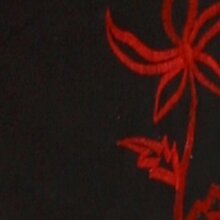 Vishes - Baumwollrock mit Blumen Stickerei Taschen Tiefrot-Schwarz 44