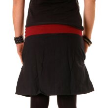 Vishes - Baumwollrock mit Blumen Stickerei Taschen Tiefrot-Schwarz 44