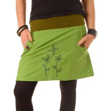 Vishes - Baumwollrock mit Blumen Stickerei Taschen...