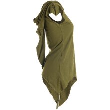 Vishes Zipfelshirt Lagenlook Zipfelkapuze Hoodie olivgrün 44-46