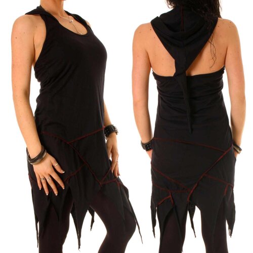 Vishes Zipfelkleid Neckholder Sommerkleid Hoodie Elfenkleid Schwarz 36