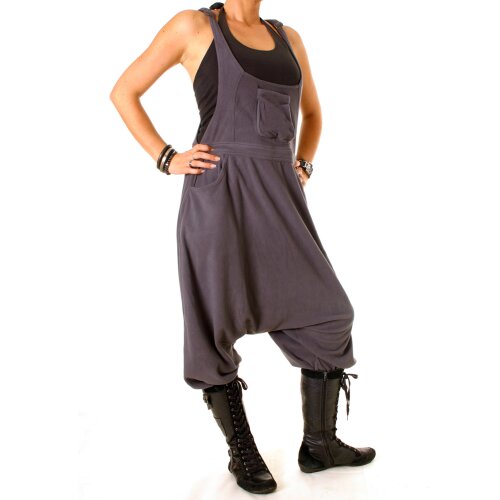 Vishes Warme Damen Fleece Thermo Latzhose Haremshose grau 44/46