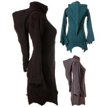 Vishes Patchwork Jacke FLeece Zipfelkapuze Hoodie schwarz 38