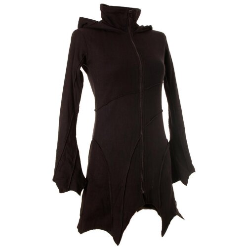 Vishes Patchwork Jacke FLeece Zipfelkapuze Hoodie schwarz 42