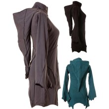 Vishes Patchwork Jacke FLeece Zipfelkapuze Hoodie grau 42-44