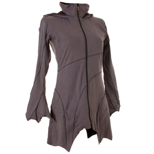 Vishes Patchwork Jacke FLeece Zipfelkapuze Hoodie grau 44