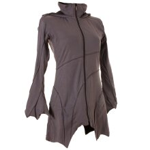 Vishes Patchwork Jacke FLeece Zipfelkapuze Hoodie grau 44