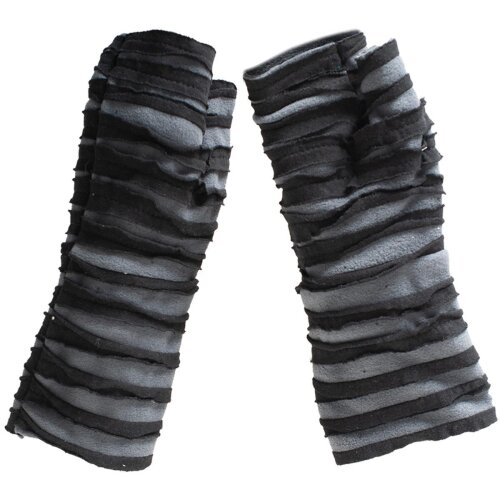 Vishes Cutwork Arm Stulpen Pulswärmer Handschuhe schwarz-grau