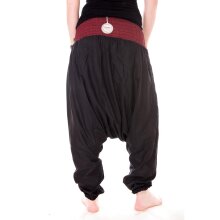 Vishes Leichte Sommer Haremshose einfarbiger Bund LANGE GRÖßE rot-schwarz