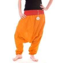 Vishes Leichte Sommer Haremshose einfarbiger Bund LANGE GRÖßE rot-gelb