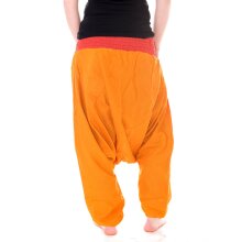 Vishes Leichte Sommer Haremshose einfarbiger Bund LANGE GRÖßE rot-gelb