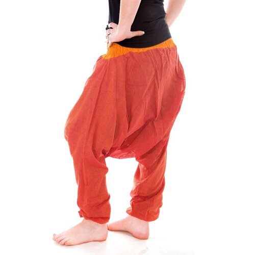 Vishes Leichte Sommer Haremshose einfarbiger Bund LANGE GRÖßE gelb-hellrot