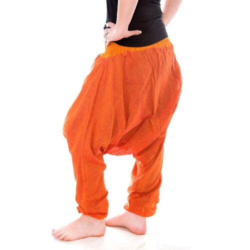 Vishes Leichte Sommer Haremshose einfarbiger Bund LANGE GRÖßE gelb-orange