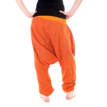 Vishes Leichte Sommer Haremshose einfarbiger Bund LANGE GRÖßE gelb-orange