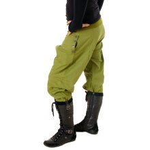 Vishes Damen Pumphose Baumwollhose Taschen dekorative geschnitzte Knöpfe Olivegrün 38