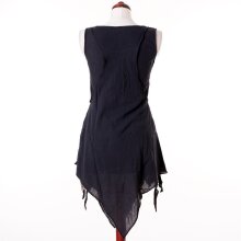 Vishes Zipfeliges Lagenlook Shirt Tunika aus handgewebter Baumwolle - im Used-Look schwarz 38