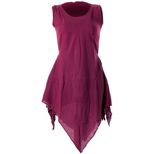 Vishes Zipfeliges Lagenlook Shirt Tunika aus handgewebter Baumwolle - im Used-Look dunkelrot 38