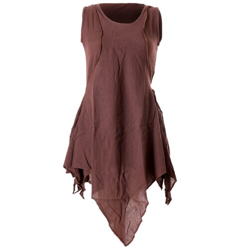 Vishes Zipfeliges Lagenlook Shirt Tunika aus handgewebter Baumwolle - im Used-Look braun 36