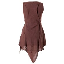 Vishes Zipfeliges Lagenlook Shirt Tunika aus handgewebter Baumwolle - im Used-Look braun 36