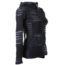 Vishes Goa Jacke Hoodie Zipfelkapuze Sweatjacke schwarz-grau 34