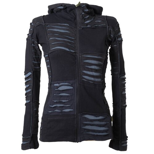 Vishes Goa Jacke Hoodie Zipfelkapuze Sweatjacke schwarz-grau 44