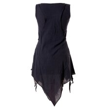 Vishes Zipfeliges Lagenlook Shirt Tunika aus handgewebter Baumwolle - im Used-Look schwarz 44-46