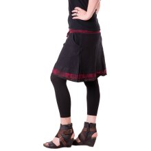 Vishes Kurzer Lagenlook Rock aus Baumwolle - mit Taschen zum Binden schwarz-rot 40