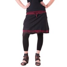 Vishes Kurzer Lagenlook Rock aus Baumwolle - mit Taschen zum Binden schwarz-rot 44