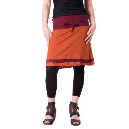 Vishes Kurzer Lagenlook Rock aus Baumwolle - mit Taschen zum Binden orange 36