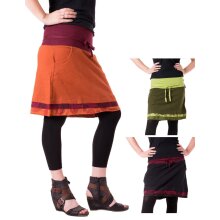 Vishes Kurzer Lagenlook Rock aus Baumwolle - mit Taschen zum Binden orange 36