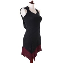 Vishes Mini Kleid Goa Neckholder Kleid zweifarbig Zipfelkleid schwarz-rot 36