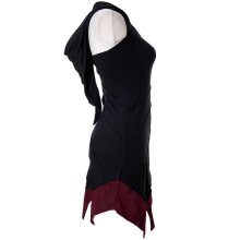 Vishes Mini Kleid Goa Neckholder Kleid zweifarbig Zipfelkleid schwarz-rot 40