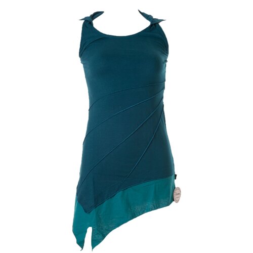 Vishes Mini Kleid Goa Neckholder Kleid zweifarbig Zipfelkleid türkis 36